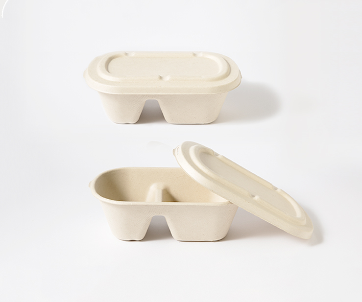 [사각호환M] 펄프 용기 2칸 1000ml 500개